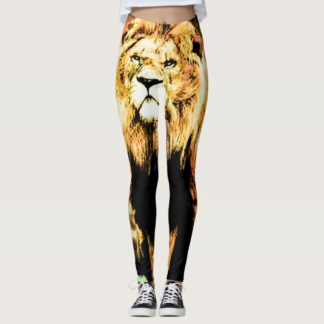 Leggings de mulheres leões (Amante de os animais) (Frente)