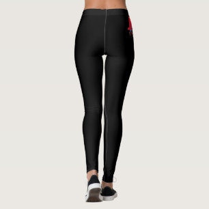 Leggings de mulheres negras com design de papagaio