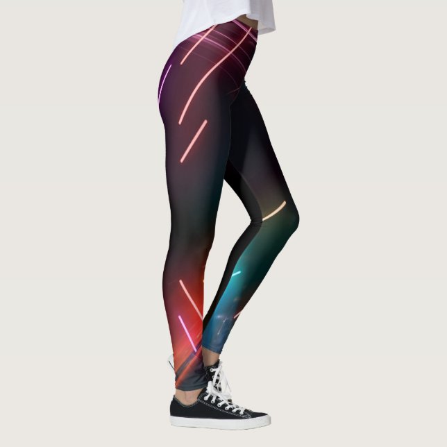 Leggings de mulheres negras neon-line (Direita)
