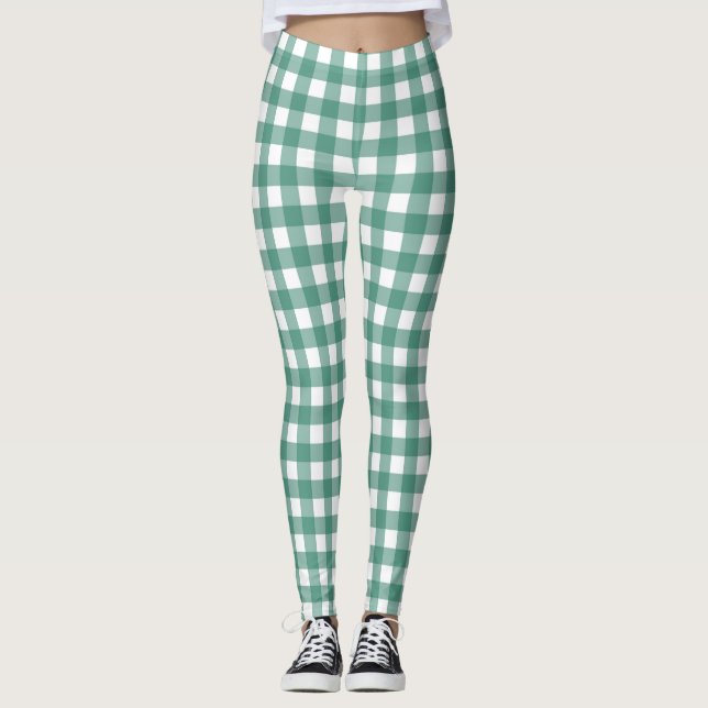 Leggings de mulheres verdes e teais (Frente)