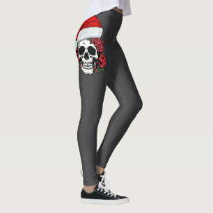 Leggings de Natal Caveira do Papai Noel Gótico Cap