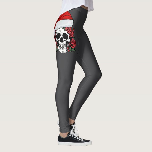 Leggings de Natal Caveira do Papai Noel Gótico Cap (Direita)