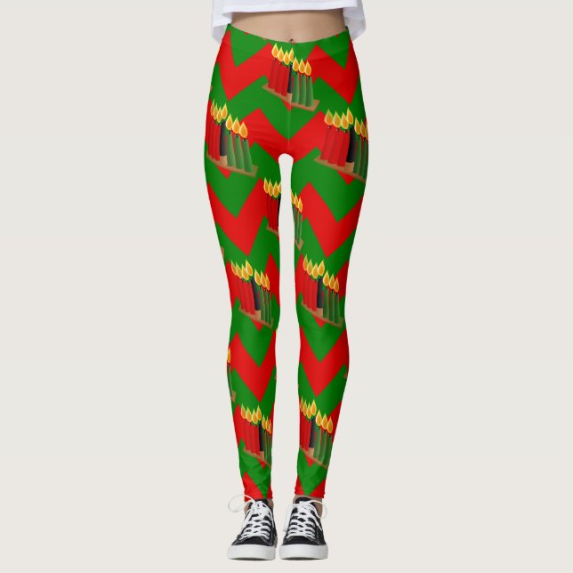 leggings de natal chevron kwanzaa xmas (Frente)