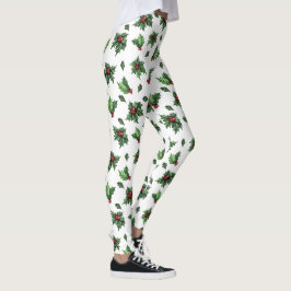 Leggings de Natal com Azevinho