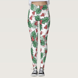 Leggings de Natal com Azevinho