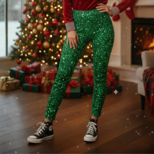 Leggings de Natal com Brilho Verde