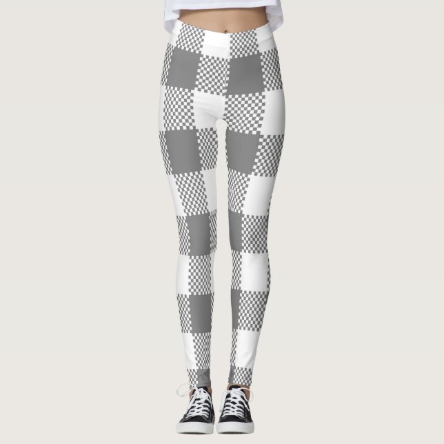 Leggings de Natal de Padrão de Xadrez de Buffalo P (Frente)