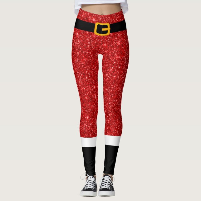 Leggings de Natal Glitter do Santa Claus (Frente)