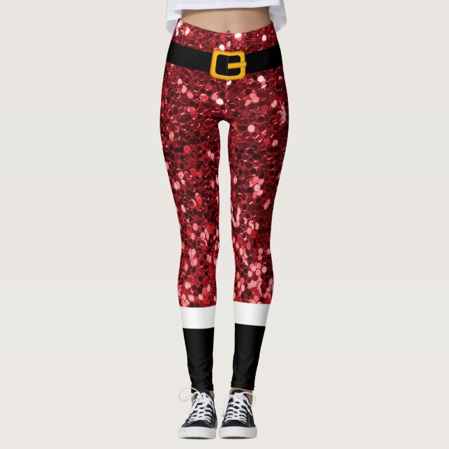 Leggings de Natal Glitter do Santa Claus (Frente)