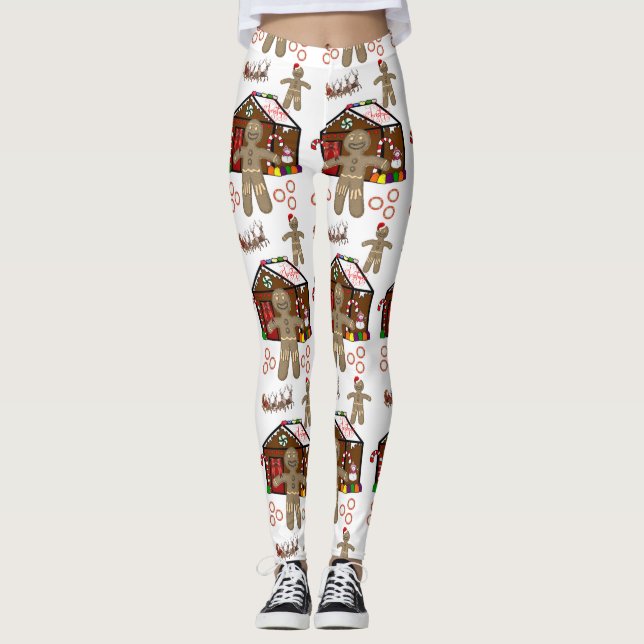 Leggings de Natal Homem de Pão de Gengibre (Frente)
