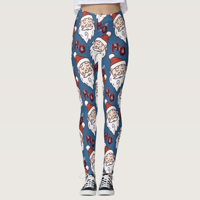 Leggings de Natal modernas com Papais noeis (Frente)