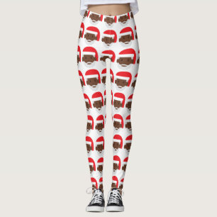 leggings de natal preto santa claus emoji xmas