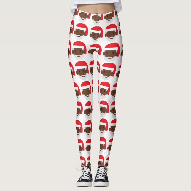 leggings de natal preto santa claus emoji xmas (Frente)