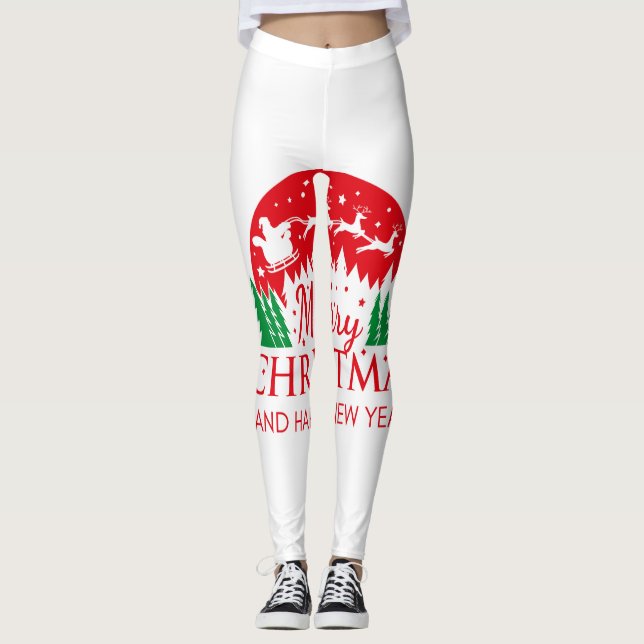 Leggings de Natal Red Top Quality para Presente. (Frente)