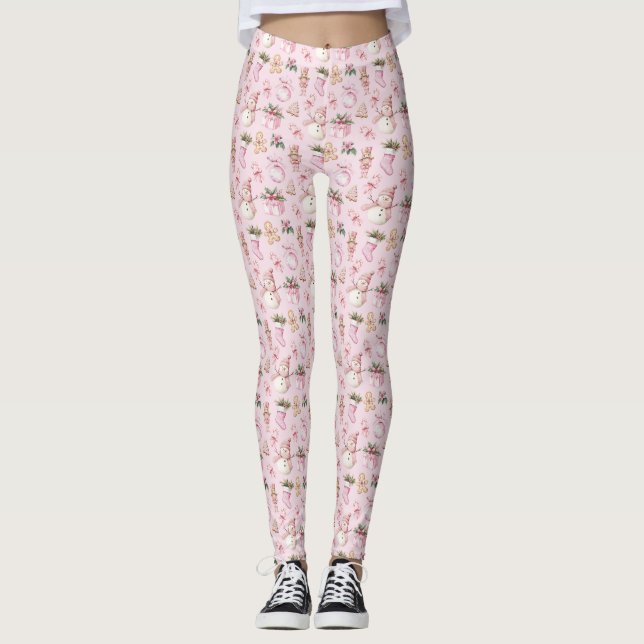 Leggings de Natal Rosa (Frente)