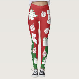 Leggings de Natal Verde e Vermelho