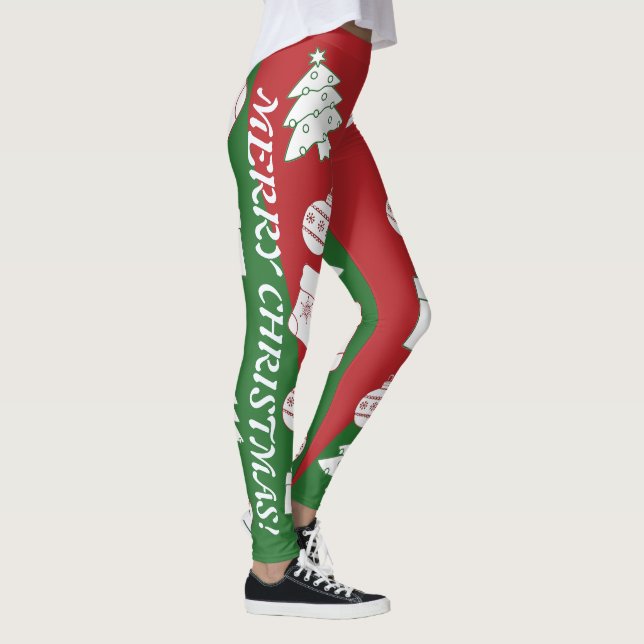 Leggings de Natal Verde e Vermelho (Direita)