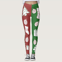 Leggings de Natal Vermelho e Verde