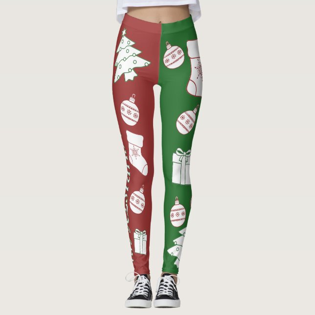 Leggings de Natal Vermelho e Verde (Frente)