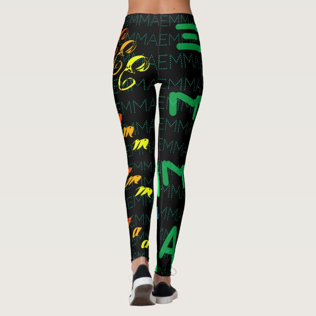 Leggings de nome de repetição personalizado 4 letr (Verso)