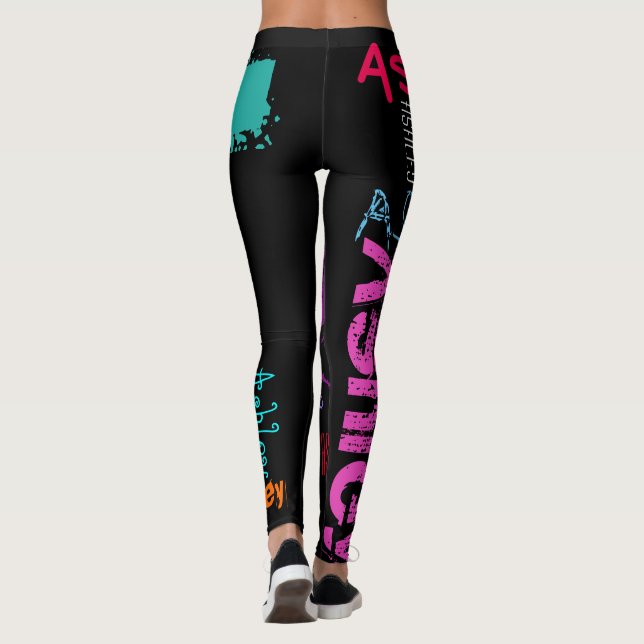 Leggings de nome repetitivo personalizado 6 letras (Verso)