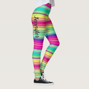 Leggings de nomes personalizados coloridos do Rain