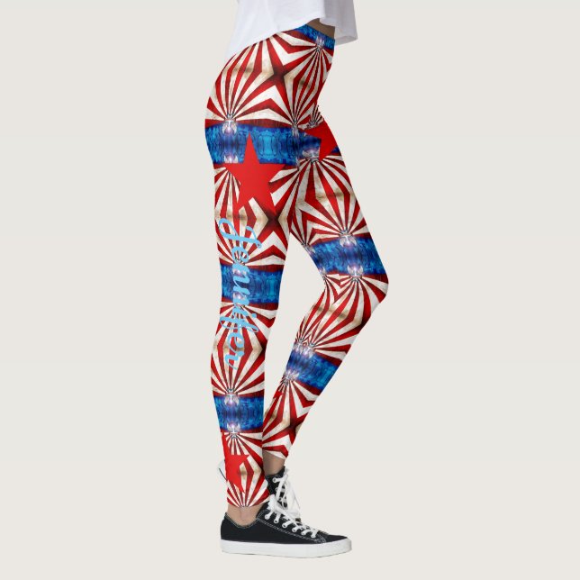Leggings de nomes personalizados do Red Flag Red W (Direita)
