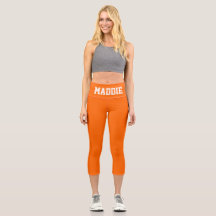 Leggings de nomes personalizados Neon Orange Funky