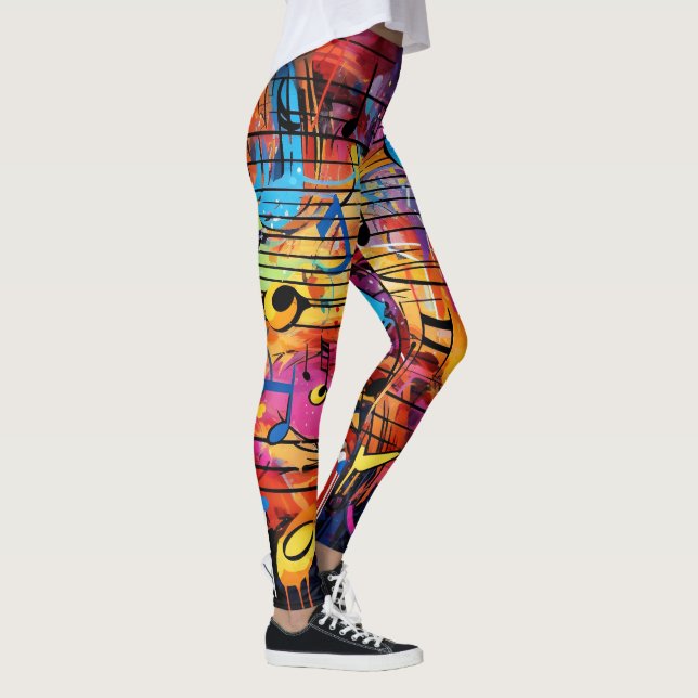 Leggings de notas musicais de grafite (Direita)