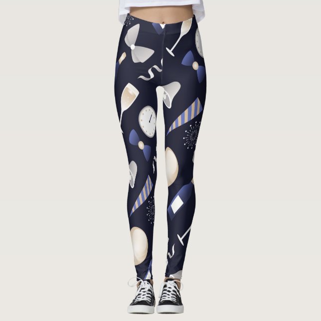 leggings de novos anos roxos (Frente)