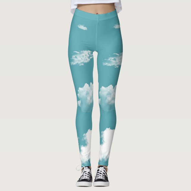Leggings de nuvens brancas (Frente)