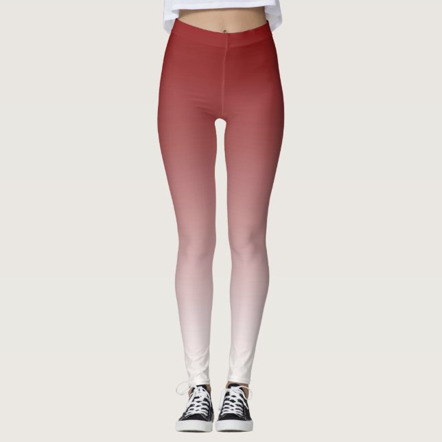 Leggings de Ombre Vermelho e Branco Trendy (Frente)