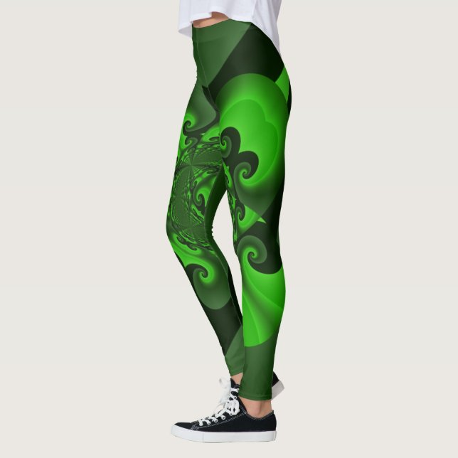 Leggings de Onda Espiral Verde Escuro e Lima (Esquerda)