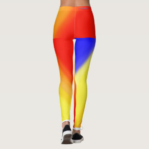 Leggings de Ondas Azuis Amarelas Diagonais Vermelh