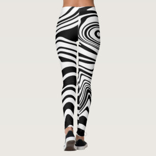 Leggings de ondas brancas pretas distribuídas - Es