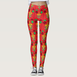 Leggings de Ornamento Vermelho