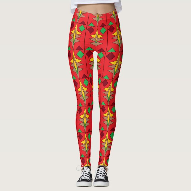 Leggings de Ornamento Vermelho (Frente)