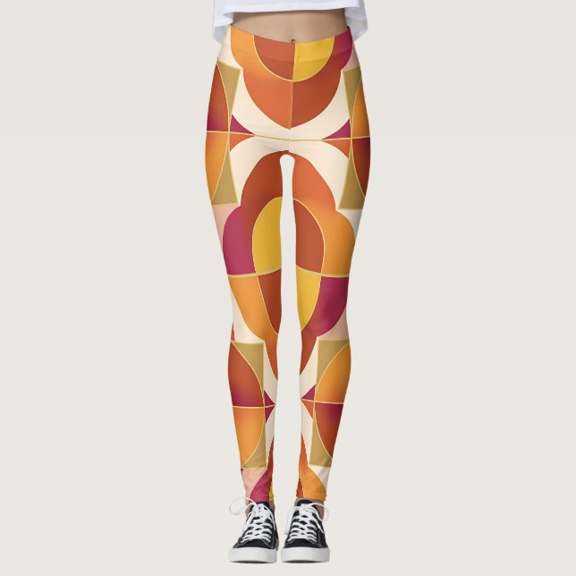 Leggings de Padrão Abstrato Quente (Frente)