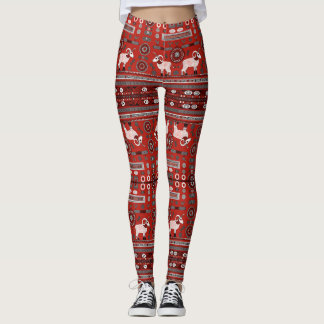 Leggings de padrão africano contemporâneo em verme