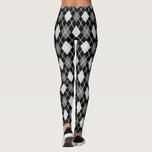 Leggings de padrão Argyle sem costura de Cinza e p