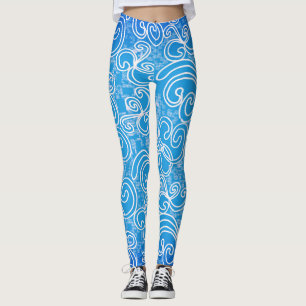 Leggings de padrão azul giratório