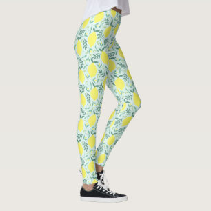 Leggings de padrão botânico com limão
