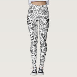 Leggings de padrão branco preto