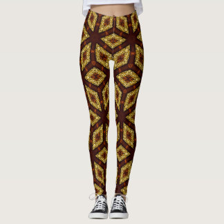 Leggings de padrão Choc Dourado Root Chakra ★ Psyd