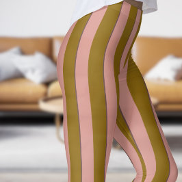 Leggings de padrão clássico de fita Dourada e rosa