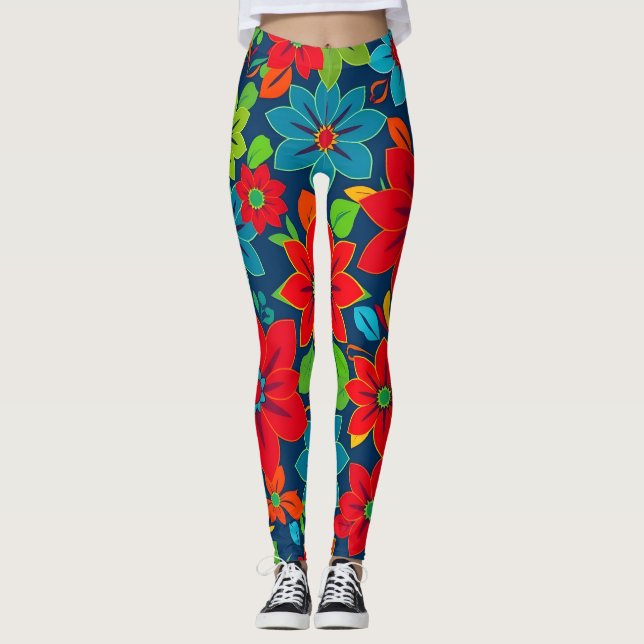 Leggings de padrão contínuo vibrantes - Ins de dec (Frente)