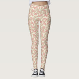 Leggings de padrão Cream-Brick Paisley