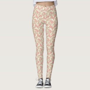 Leggings de padrão Cream-Brick Paisley