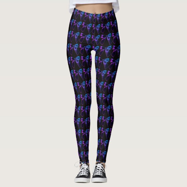 Leggings de padrão de Arco preto para meninas (Frente)