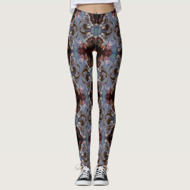 Leggings de padrão de arte frontal multicoloridas 
